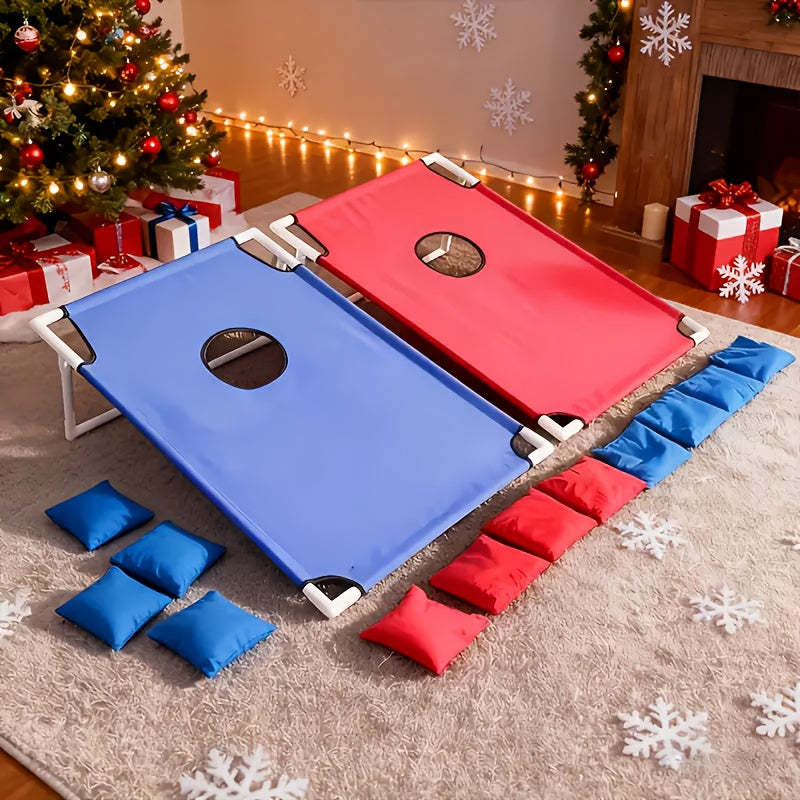 [Portable Beanbag Game] 1 Portable Beanbag Throwing Game Kit - Foldable, Durable, And Portable, Perfect for Outdoor Parties, Camping, And Backyard Fun - Available in Red And Blue Upgraded Versions, Includes 1 Hole Board And 12 Beanbags, Red And Blue Two-T