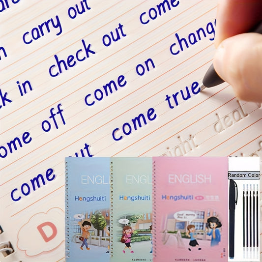 3 Volumes/ Set of English Handwriting Exercise Books, with Accompanying Writing Tools, Reusable English Calligraphy Letters, Halloween Gifts
