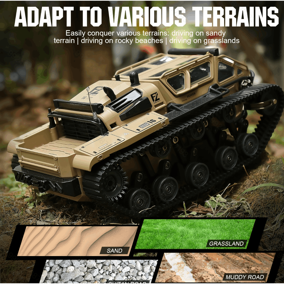 RC Tracked Tank With Full-Proportional Remote Control Car Powerful Offroad For All Terrains With Led Lights And Alloy Door Open Model Military War Car Vehicle Gift For Kids With 2 Batteries
