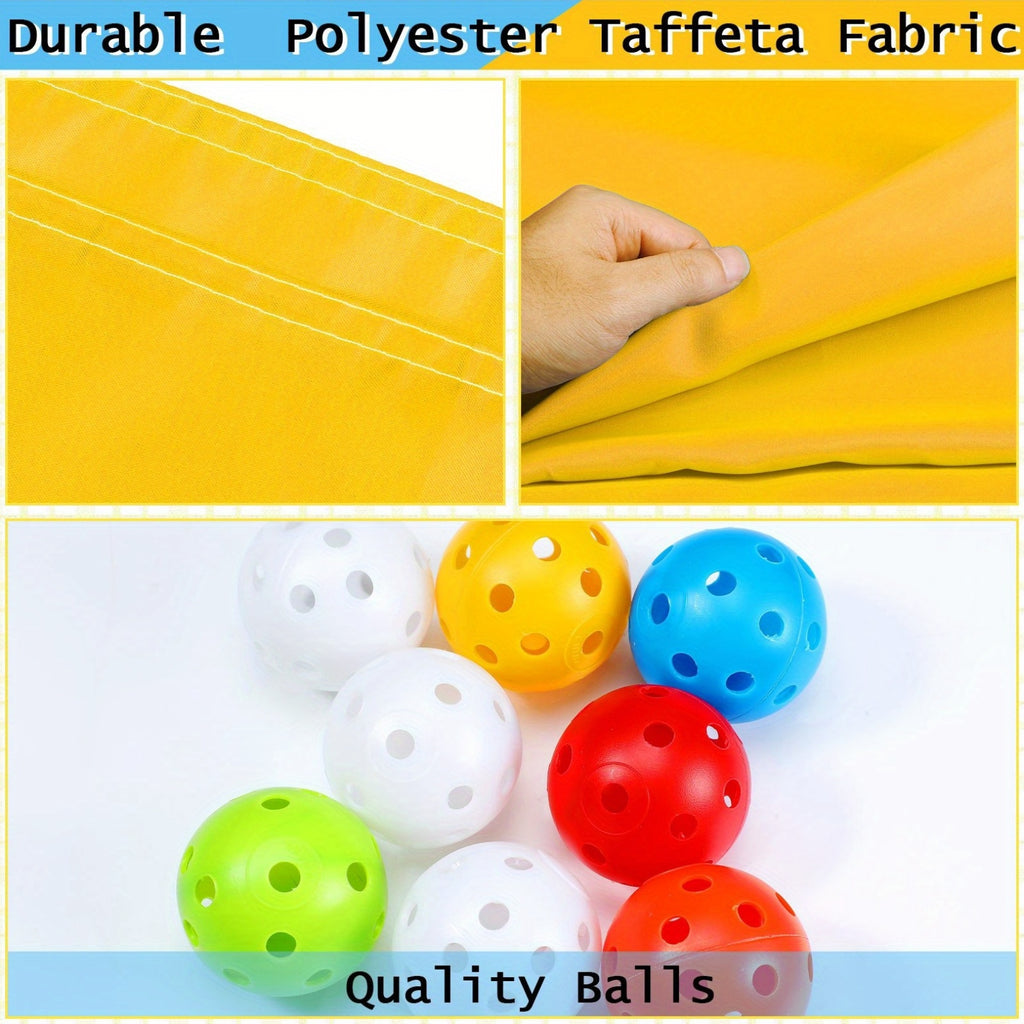 Yellow Hole Tarp for team Building Game 98 X 70 Inch Learning Fun for team Building Games For Work With 8pcs for team Building Ball For Teamwork Group
