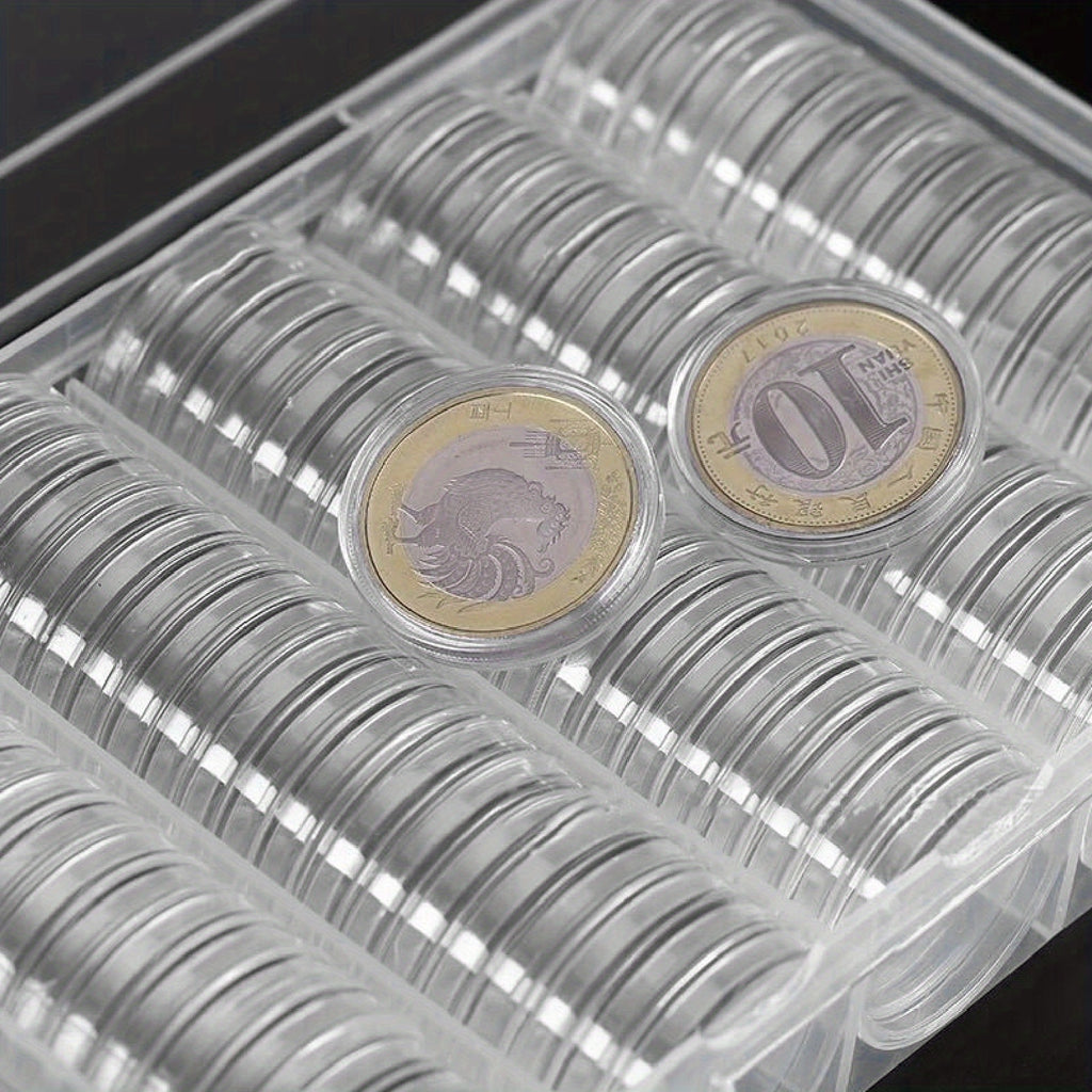 Clear Coin Capsules, Dollar Coin Holder, 100/200/300pcs Coin Holders For Collectors, Plastic Coin Case, Coin Protectors With Adjustable Gasket