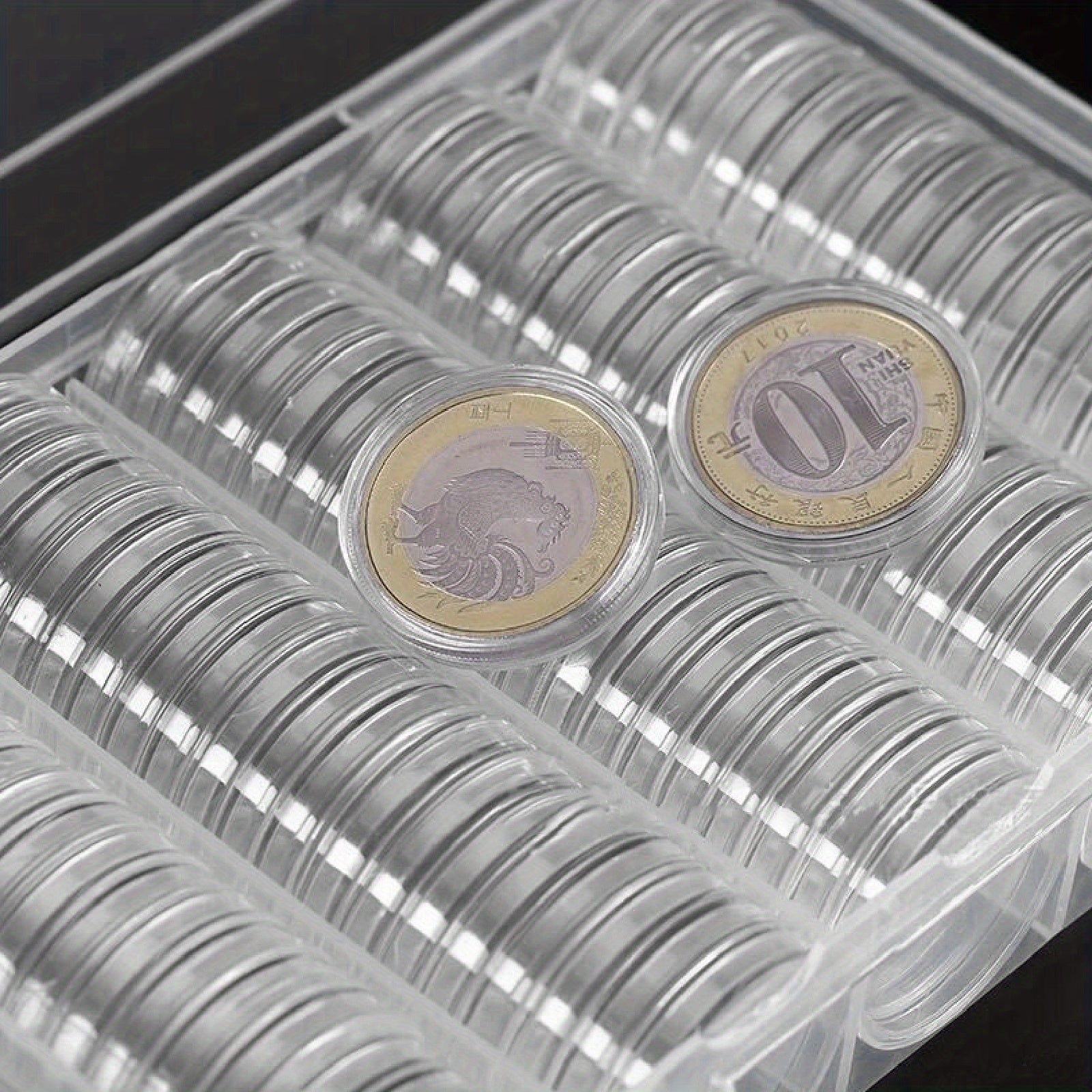 Clear Coin Capsules, Dollar Coin Holder, 100/200/300pcs Coin Holders For Collectors, Plastic Coin Case, Coin Protectors With Adjustable Gasket