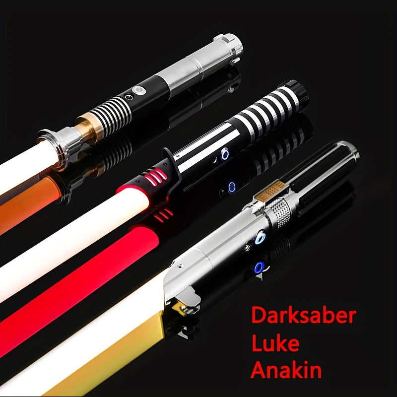 Metal Handle RGB Cosplay Light Up Saber Laser Sword Luke Saber 16 Colors Change LED Switchable Sound And Light Toy for Gift, Halloween Gift, Christmas Gift