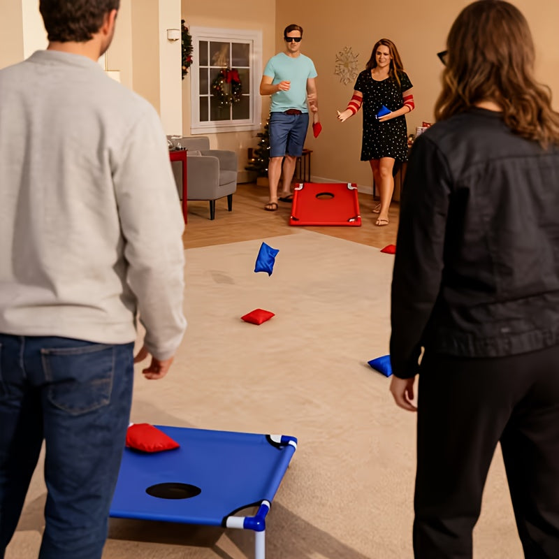 [Portable Beanbag Game] 1 Portable Beanbag Throwing Game Kit - Foldable, Durable, And Portable, Perfect for Outdoor Parties, Camping, And Backyard Fun - Available in Red And Blue Upgraded Versions, Includes 1 Hole Board And 12 Beanbags, Red And Blue Two-T