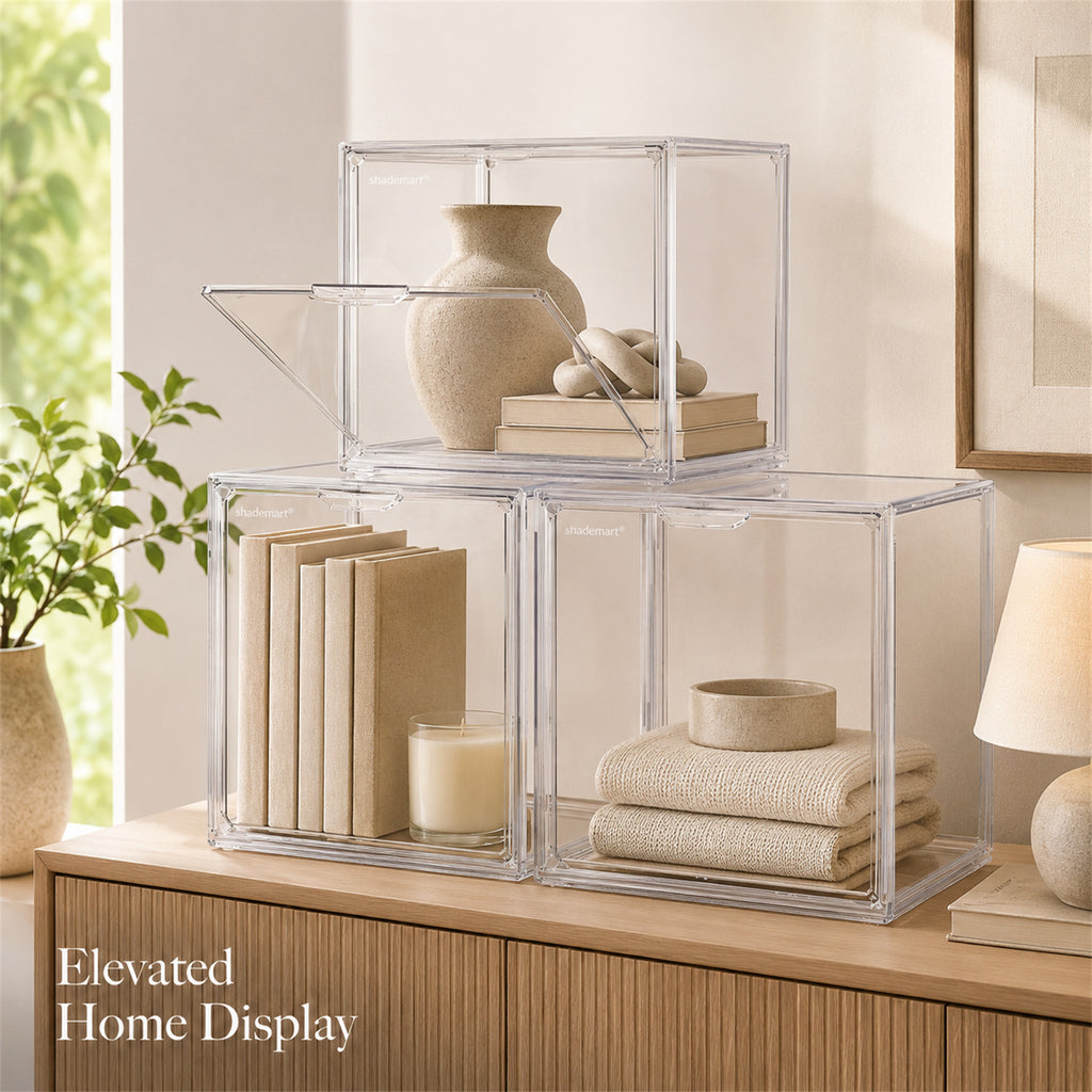 3pcs Clear Display Case Dustproof Storage Bins Containers Organizer Bag Show Box For Collectibles/ Car Model