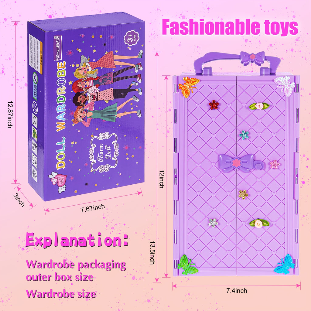 [Christmas Gift] Fashion 91pcs 11.5 Inch Girl Doll Clothes Additions And Closet, Princess Gowns, Fashion Dresses, Outfits, Swimsuits. Doll Dress Up Toys for Girls Kids Toddlers. Christmas Gift for Ages 3+