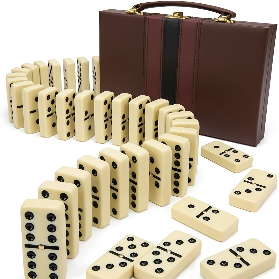 Extra Large Dominoes Set - 28 Classic White Dominoes, Storage Box, Portable Design, Perfect for Family Games, Party Games, and Team Building Activities. Board Game