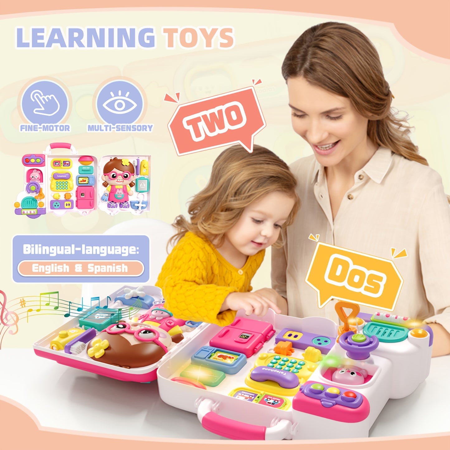 Toddler Toys for 18months Baby Toys, Musical Baby Busy Board, Early Educational Toy for Toddlers, Motor Skills Developmental Toy for 18months, Birthday Gift for Baby