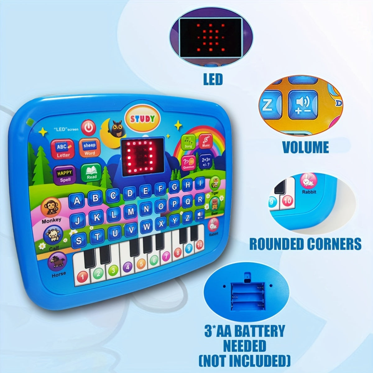 Multifunctional Educational Learning Machine with 2.2” Screen - English, Alphabet, Numbers, Music, Animal & Piano Key Learning - - (No Batteries Included) for & - / Children's Tablet Computer