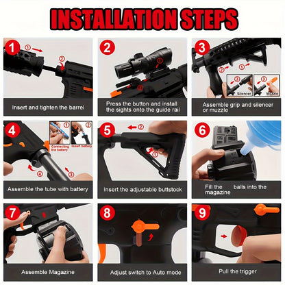 Outdoor Interactive Shooting Toy Gun, Portable Electric Gun Toy, Rechargeable Combat Toy, High-performance Cool Toy Gun, Rechargeable Splash Ball Toy, Suitable For Outdoor Activities, Shooting Games, Party Gifts. Christmas And New Year