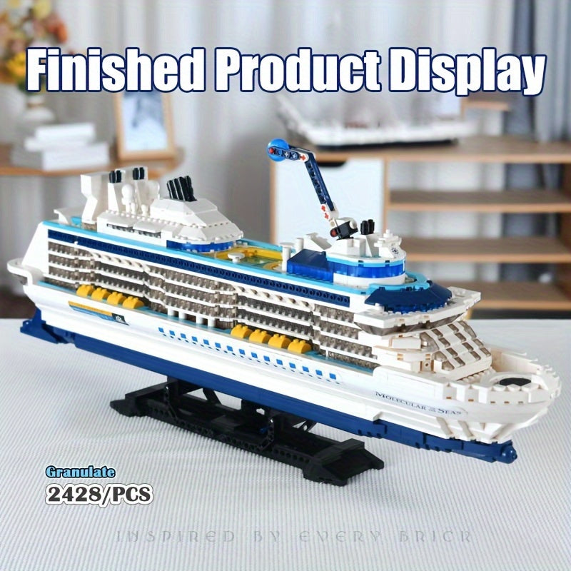 Building Blocks Cruise Ship Model, 2428 Pieces Technic Speedboat Construction Set Technology Home Decor Ideas Christmas/New Years Gift (3.6 Tiny Mini Bricks)