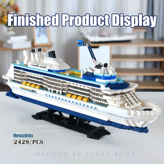 Building Blocks Cruise Ship Model, 2428 Pieces Technic Speedboat Construction Set Technology Home Decor Ideas Christmas/New Years Gift (3.6 Tiny Mini Bricks)