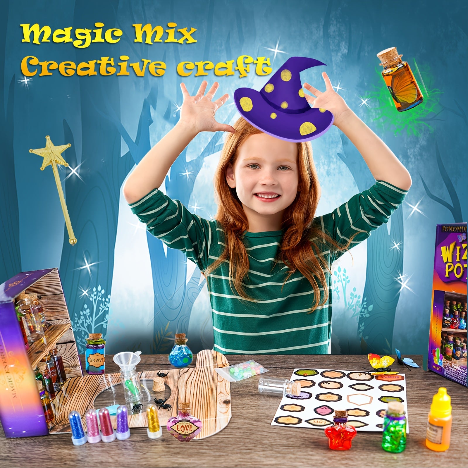 [Halloween Christmas Birthday] DIY Magic Potion Craft Kit, Wizard Potion Bottles Making Set, Fantasy Wizard Themed Arts And Crafts for Kids 6+, Halloween Christmas Birthday Gifts, Party Creative Activities