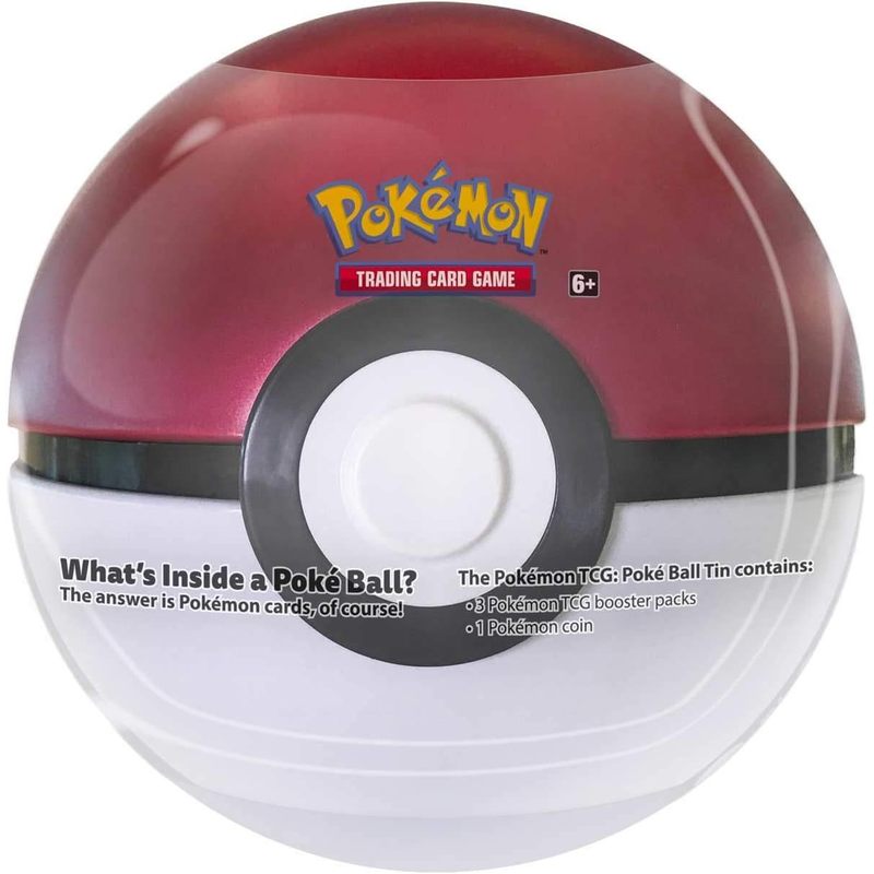 One Pokemon TCG Poke Ball Tin - 3 Booster Packs - Random Pokeball selection- Ultra Ball Great Ball Premier Ball Moon Ball etc.