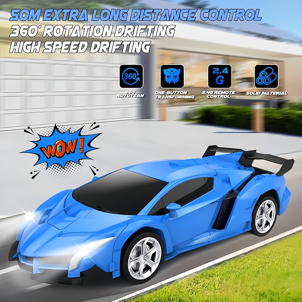 [Gift For Kids] Transforming RC Stunt Car, 360 Degree Drift Robot With Lights, Gift For Kids