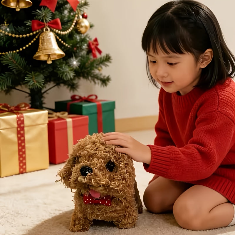 2026 New Realistic Brown Robot Puppy - Lifelike Puppy Toy, Walks/Barks/Wags Tail, Super Cute Plush AI Interactive Pet, Batteries Not Included - Best for Birthday, Halloween & Christmas Gifts