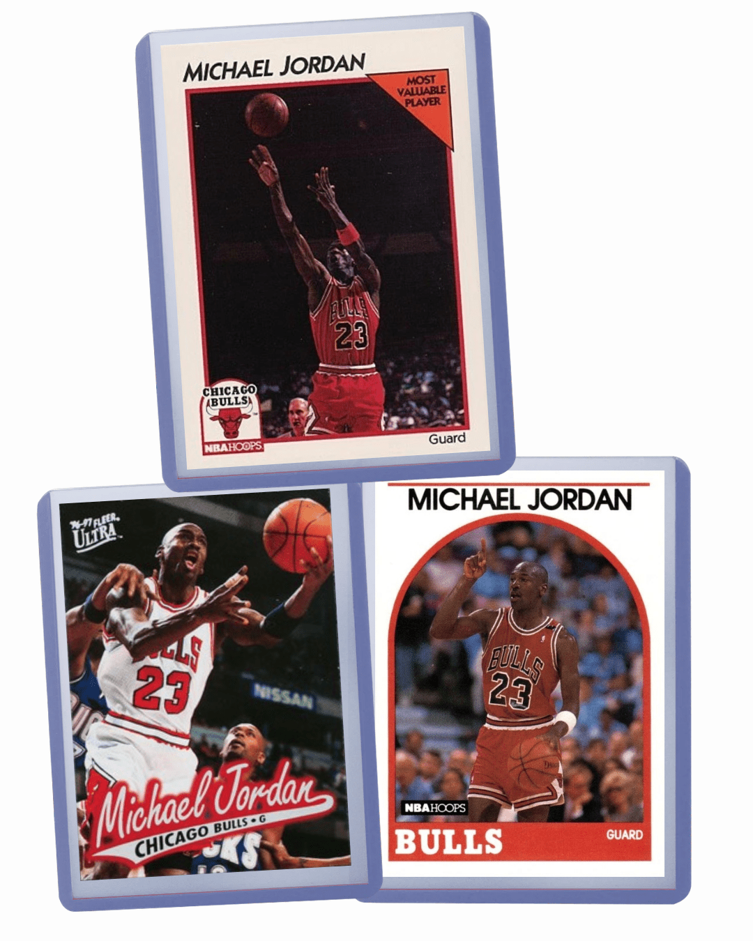 Michael Jordan MJ (3) Assorted Basketball Cards Bundle - Chicago Bulls Trading Cards - MVP # 23