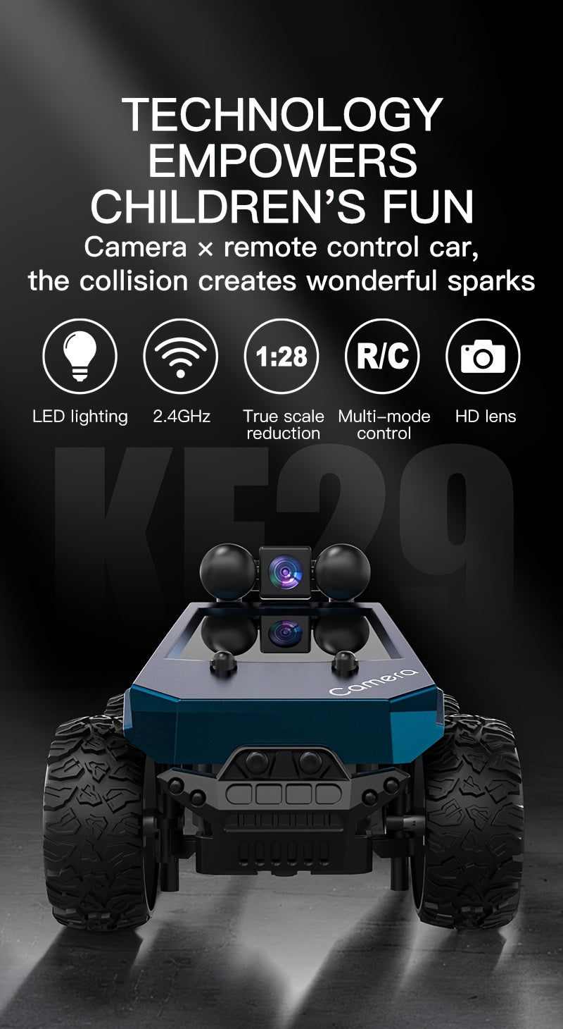 1:28 Scale RC Car Off-road Pickup Truck with 480P HD Camera, 2.4GHz App Control Virtual Reality Function RC Racing Car, 2 Rechargeable Batteries Monster Truck Toys for Adults, Adult Kids Holiday Gift