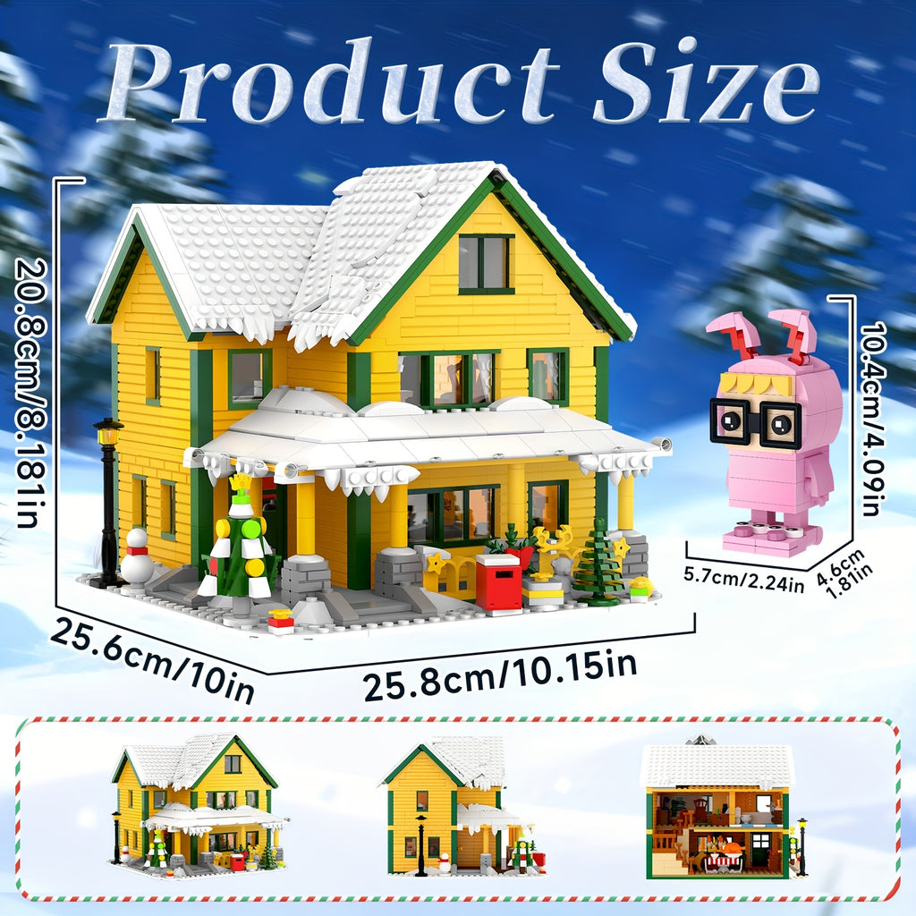 1146pcs Christmas Story Building Blocks Set, Classic Movie-Style Large Christmas House Model with Character Figures & Exquisite Interior, Suitable for Family & Family Interaction, Desktop Decoration & Collection, Safe High-Quality ABS Material