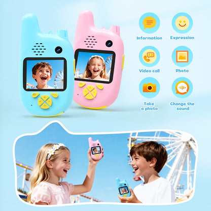 Video Walkie Talkies (2pcs) with Voice Changer, Video Call, Take A Picture, Dual Cameras for Indoor Play Camping Hiking Travel Birthday Gift, Outdoor Communication, Travel Essentials, Colorful Design, Durable(2412-2462MHZ)