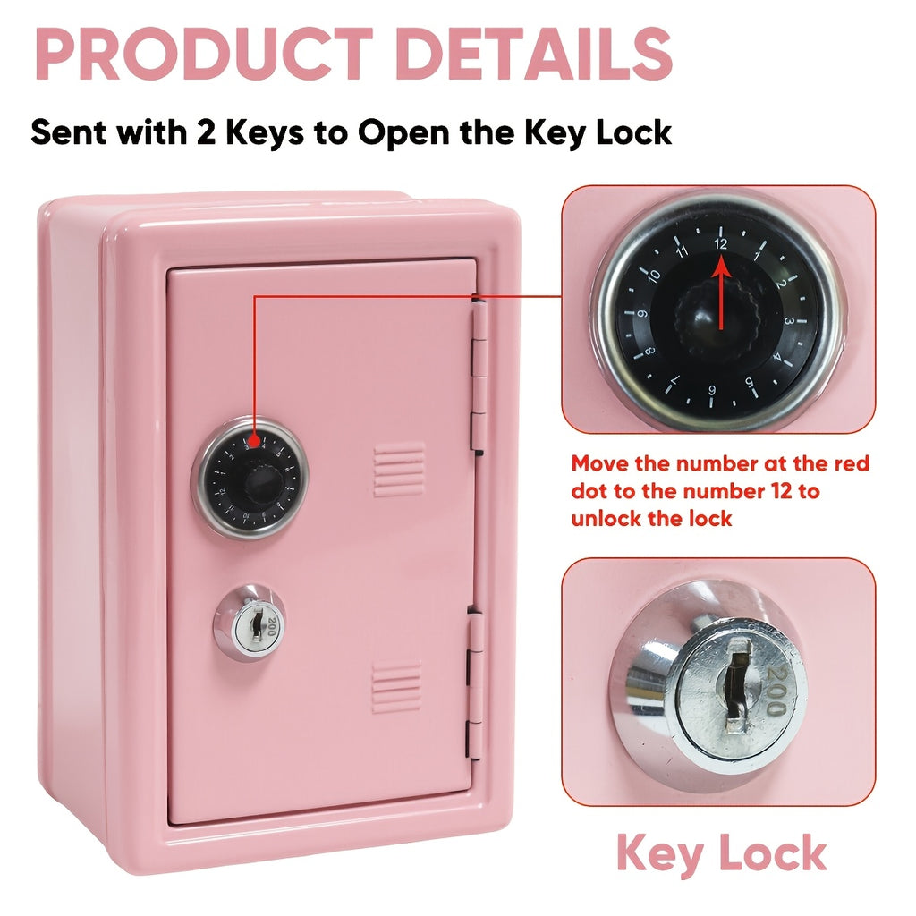 1pc Secure Metal Coin Bank Safe, Save Money Box Cash Storage Box with Key And Combination Lock, Small Money Bank with Removable Drawer, Home/office with Ideal for Back to School, Halloween, Christmas, New Year Gifts