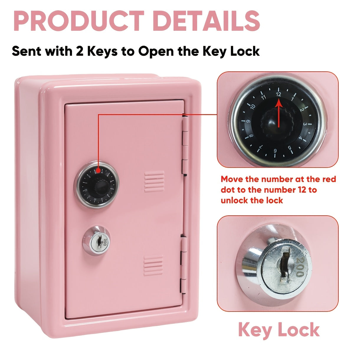 1pc Secure Metal Coin Bank Safe, Save Money Box Cash Storage Box with Key And Combination Lock, Small Money Bank with Removable Drawer, Home/office with Ideal for Back to School, Halloween, Christmas, New Year Gifts