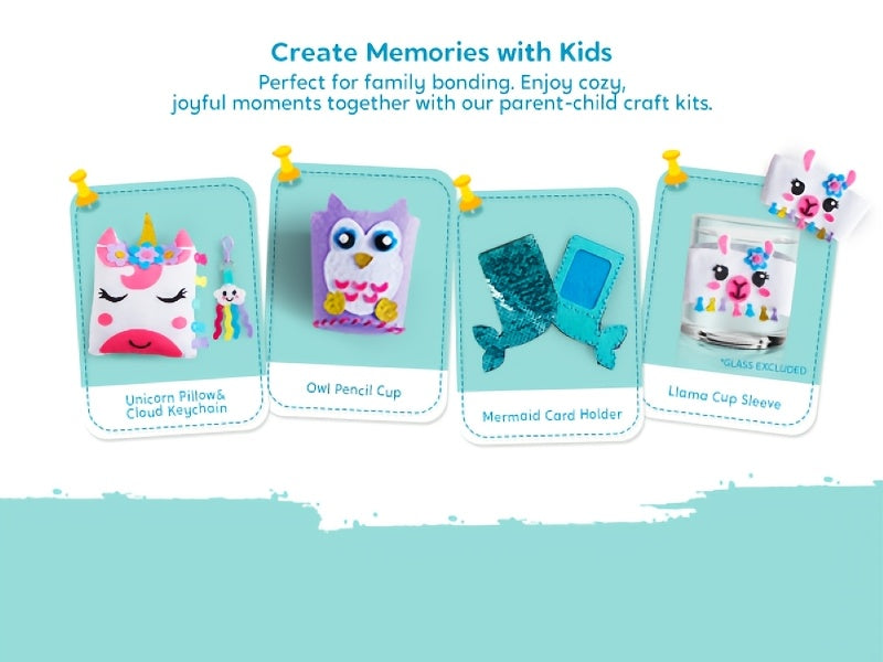 1 SET 7 Sewing Projects- My First Felt Sewing Kit Toys for Kids, Easy DIY Wildlife Artworks Of Unicorn Pillow And Mermaid Card Holder, Birthday Christmas Gift for Boys And Girls Aged 6+