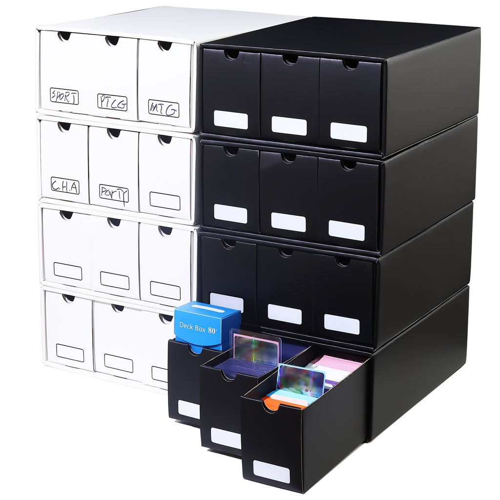 Trading Card Storage Box, Storage Box With 50 Dividers, Cardboard Card Boxes For Sports Card, Baseball, TCG, Playing Cards, 12 Drawer