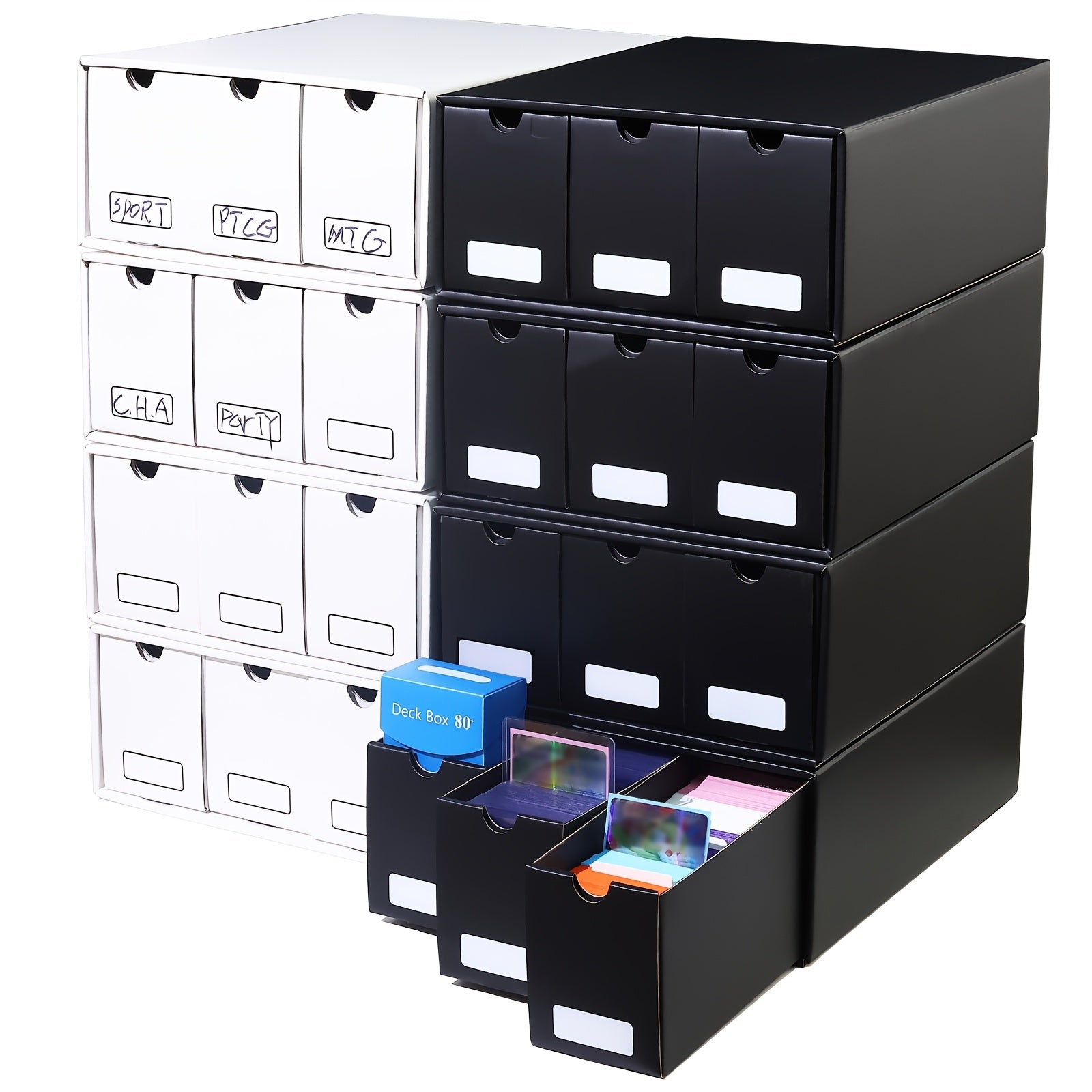 Trading Card Storage Box, Storage Box With 50 Dividers, Cardboard Card Boxes For Sports Card, Baseball, TCG, Playing Cards, 12 Drawer