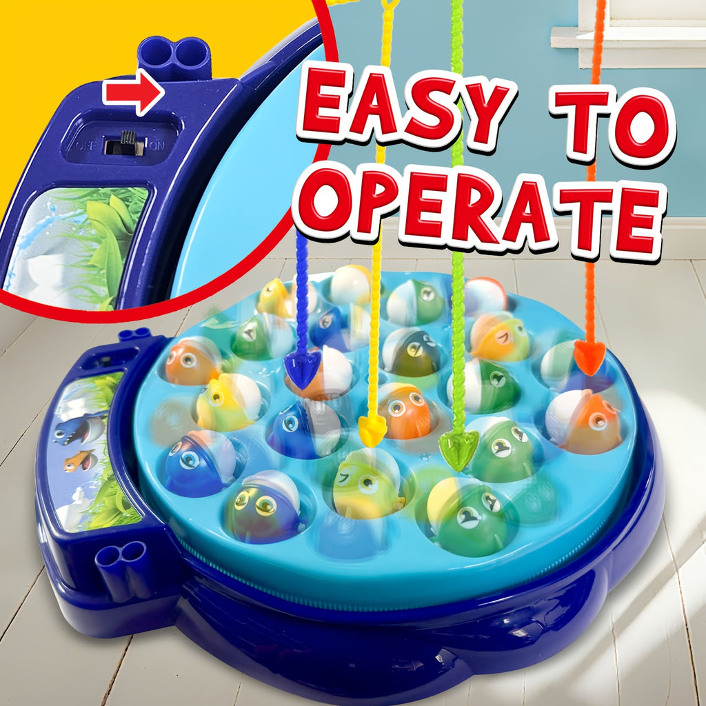 Cheela Fun Fishing Game for Kids, Rotating Fish Board Game, Original Fast-Action Fishing Game. Includes 21 Fish, 4 Fishing Rods. Require 1xAA Battery (not Included). Ideal for Holiday & Birthday Presents.