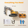 1:20 Scale 2. 4G 11CH RC Excavator, Dump Truck, Bulldozer & Loader 680° Rotation & Working Arm, Forward Backward Turning, Alloy Construction Toy for Indoor Outdoor Play, Perfect Gift for Children