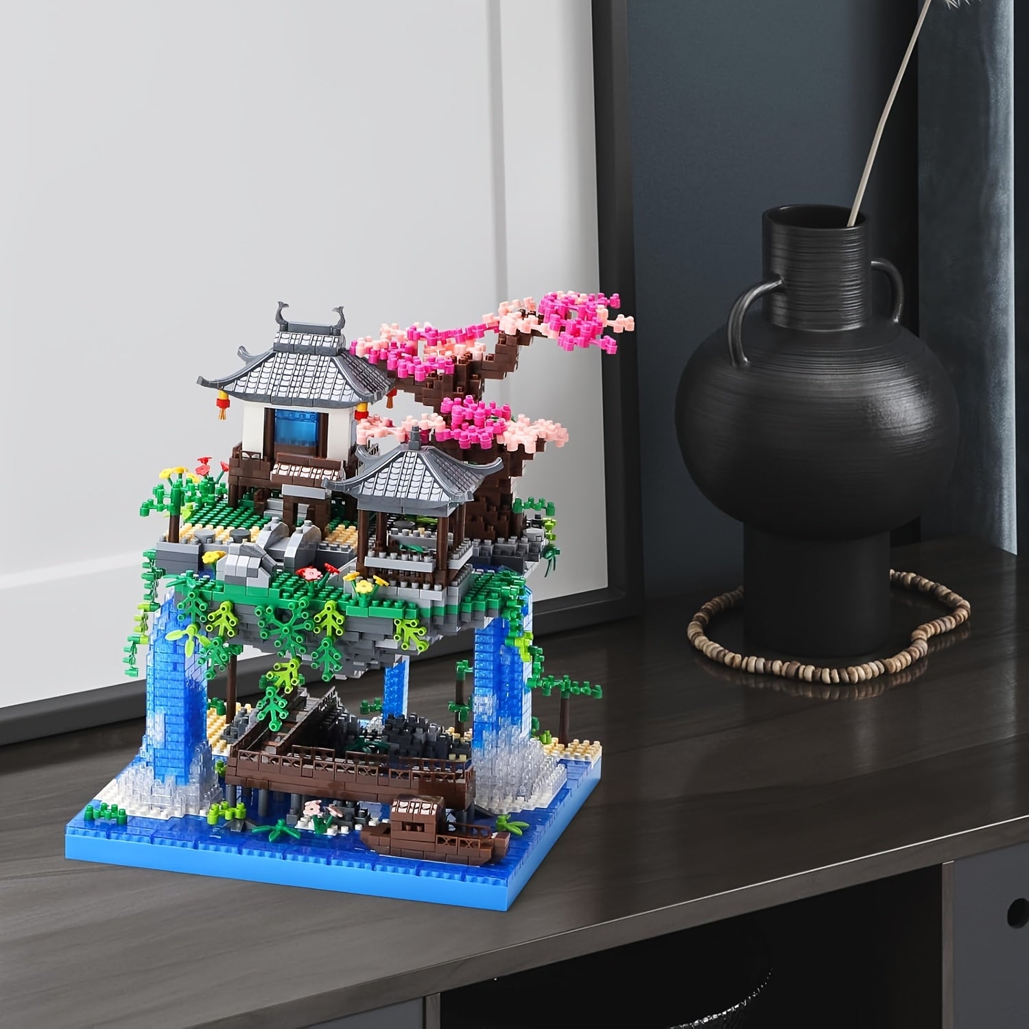 3320pcs Micro Building Blocks Set Chinese Architecture of Peach Blossom, Cherry Blossom Bonsai Tree Building Set, Collectible Models of Classical Famous