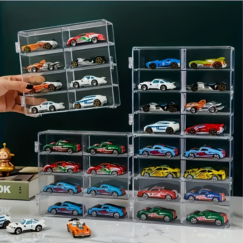 2026 Two Sets Of 1:64 Scale Toy Model Car Acrylic Display Cabinets - Transparent And Durable Storage Cabinets with Multi-compartment Design, Safety Covers And Fashionable Appearance for Match Day, Football Fan Gear and All Fans