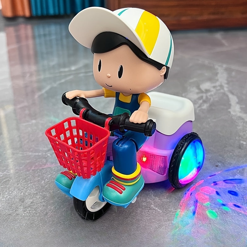 Toddler Electric Tricycle Toy Motorcycle with 360° Rotation, Luminous Lights & Push-Power/ Operation - Green/Red/Pink/Purple Kids Ride-On Car, Stunt Vehicle for Olds (, Low Voltage) - Birthday/Christmas