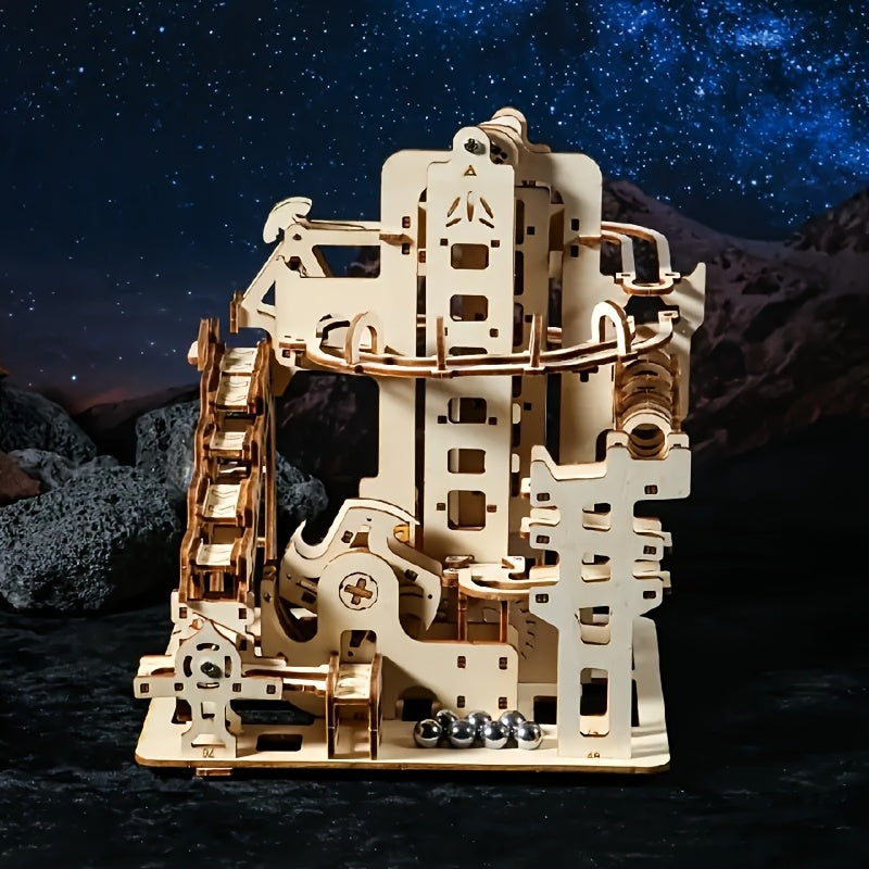 3D Puzzle For Adults, Wooden Ball Track, STEM Project, Two Sets Of Expansion For Male And Female Home Decoration Enthusiasts, High-difficulty Wooden Building Model Holiday Gift Birthday Gift