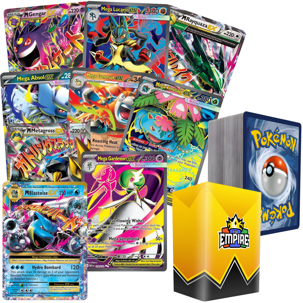Pokemon MEGA EX Battle Bundle | 100+ Pokémon Cards | 1x Guaranteed Mega EX Card | Holos & Rares Included! | Perfect Gift for Kids & Collectors!