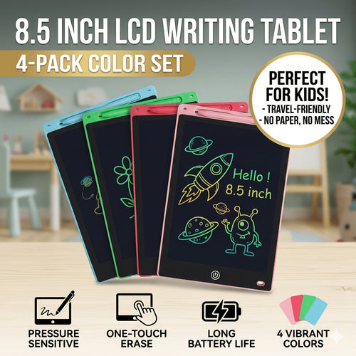 4 Pack 8.5 Inch LCD Writing Tablet, Colorful Doodle Board, Reusable Electronic Drawing Pad, Educational Learning Toys for 3 4 5 6 Year Old Boys Girls, Portable Gift for Home School Travel