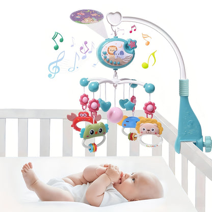Baby Musical Mobile Crib with Music And Lights, Projection, Take-Along Rattle And Music Box for Babies Boy Girl Toddler Sleep