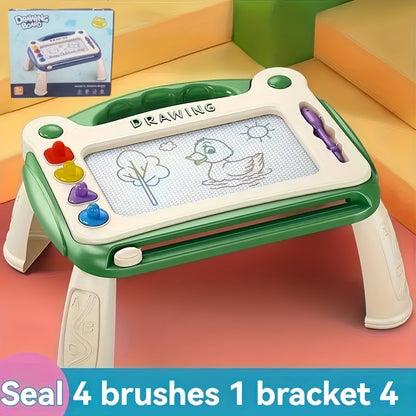 [Birthday Easter Gift] Drawing Board Toy, Learning Toy, Perfect Birthday Gift for Boys And Girls, Easter/ Day Gift (4 Stamps 1 Brush 4 Stands, Green Drawing Board (No Stand))