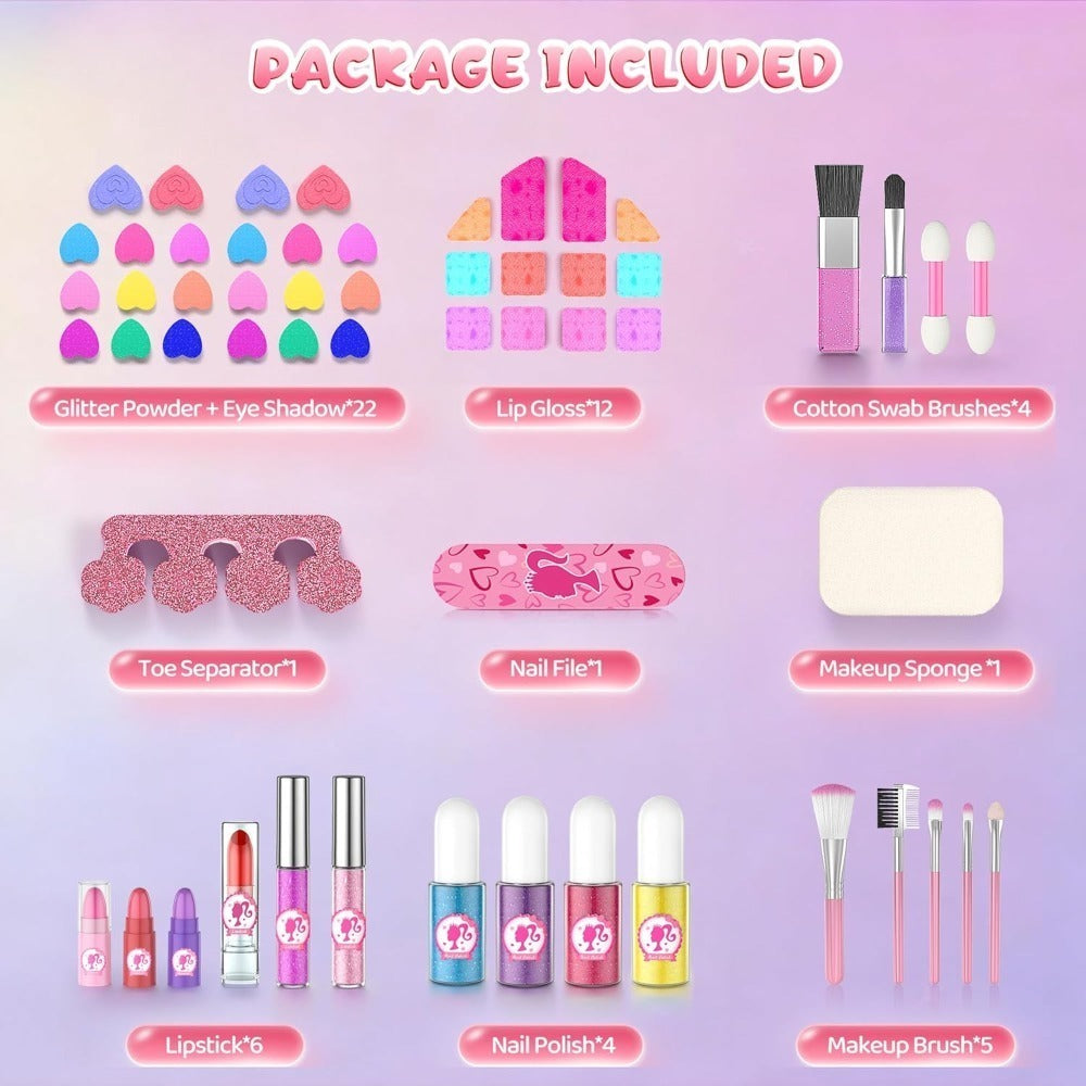 Real Washable Kids Makeup Kit for Girls - Non-Toxic & Safe Play Set, Princess Dress up Toys, Birthday & Christmas Gifts, Toys for Kids Girls 3+