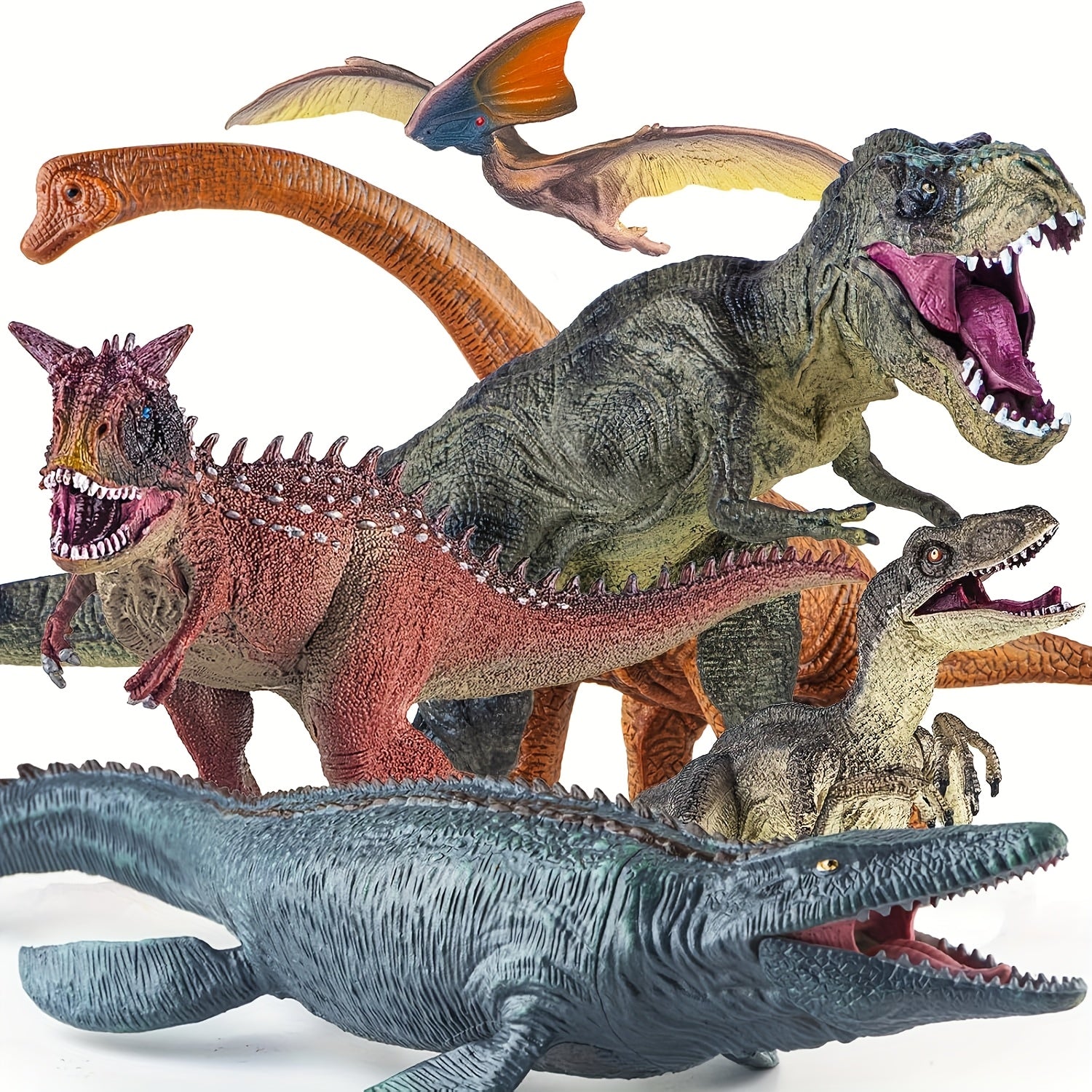 6pcs Dinosaur World Jumbo Dinosaur Toy Set, Realistic Dinosaur ToysChristmas And Halloween Gifts