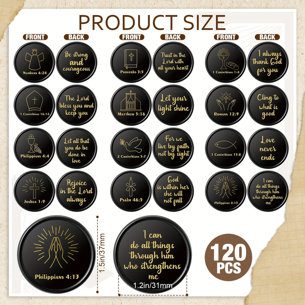 120pcs Christian Gift Bulk Bible Verse Party Favors Christian Themed Tokens Bible Verse Coins for Sunday Motivational Quote Token for Church And VBS Prizes (Classic)