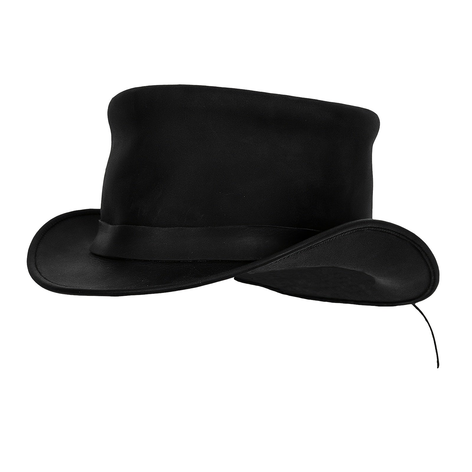 Genuine Leather Top Hat Fashion Gentleman Hat Black Deadman Top Hat for Men Women, Halloween Costume Topper Steampunk Hat, Shapeable Wide Brim, Lightweight Top-Grain Genuine Leather, High Quality &, Handcrafted Headwear, for Festival Unisex Outdoor