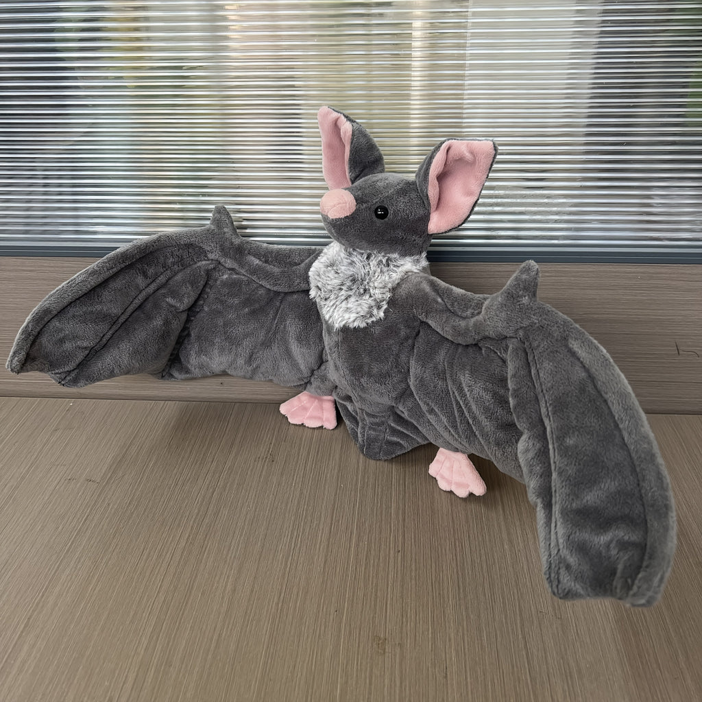 Adorable Grey Bat Plush - 23" Wingspan Soft Stuffed Animal, Halloween Party Decor for Home Bedroom Car, Cute Spooky Gift for Animal Lovers