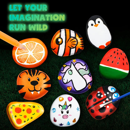 [Easter Birthday Gifts] Glow In The Dark Rock Painting Kit Toy For Kids, Craft Toys For Children, Arts And Crafts For Kids Ages 6+, Art Supplies Kids Toy, Creative Crafts Paint Kits, Cool Arts Crafts Toy For Boys And Girls, Perfect Easter Birthday Gifts