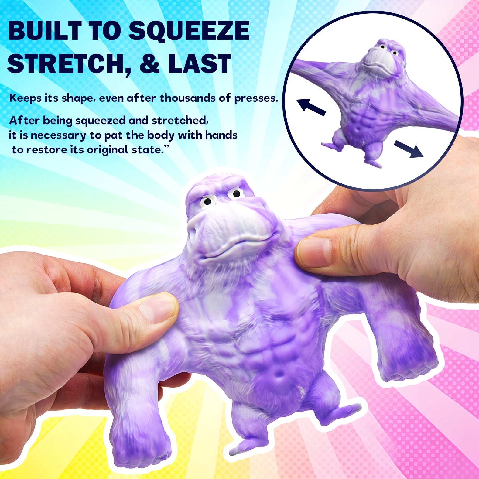 [Christmas, Halloween, Easter] Super Stretchy Gorilla Fidget Toy, Squeeze Monkeys Stretchy Monkey- Original Sensory/Fidget Collectible Toys Holiday Party Gifts, Christmas, Halloween, Easter Basket Stuffing.The Filling Material Is PVA Sponge, Not Sand