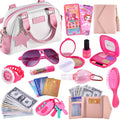 Pink Princess Play Purse, with Handbags, Phone, Pretend Makeup Play Purse, Lipstick & Keys, Crossbody Bag, (No Color Can Be Spread) Christmas Birthday Gifts for 3+Year Old Girls