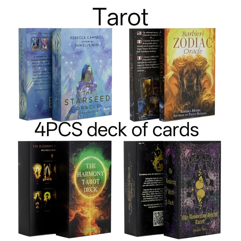 4pcs/ The Starseed Oracle-Paolo Barbieri Zodiac Oracle Tarot- The Harmony Tarot Deck-The Wandering Spirit Tarot Cards Deck, Playing Cards