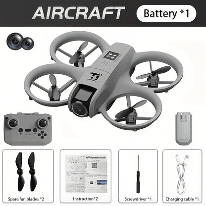 [4K, 180° Rotation] Mini 4K FPV Dual Camera Drone, 180° Camera Rotation, Dual Batteries, Optical Flow Positioning, 360° Flip, Roscope, One-Key Takeoff/Landing, Anti-Shake And Anti-Collision Design, Suitable for Beginners Remote Control Toy, Boys And Girls