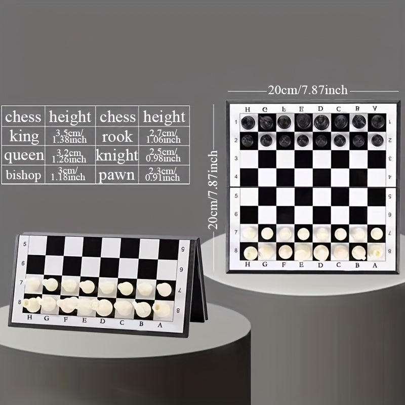 Magnetic Chess Folding for Easy Storage Magnetic Checkerboard Magnetic Chess Mini Portable Chess, Without Battery